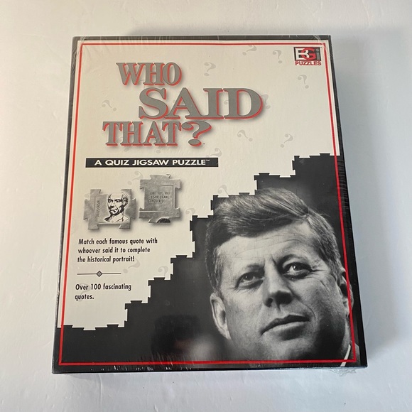 Vintage NEW SEALED “Who Said That? 252 Piece Quiz Jigsaw Puzzle Buffalo Game JFK - Picture 2 of 10